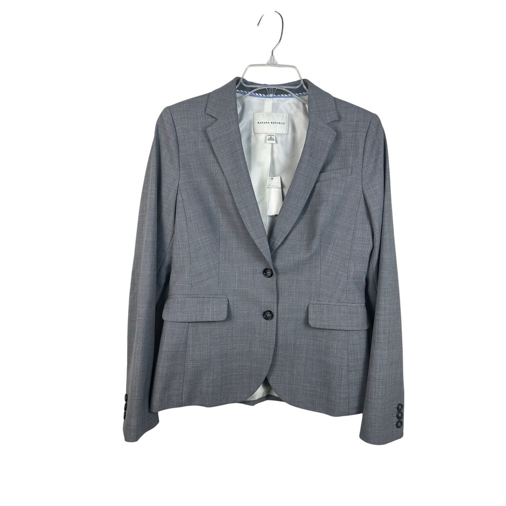 Banana Republic Blazer Women 6 Gray NWT Stretch Wool 2-Button Career 802955-00-1